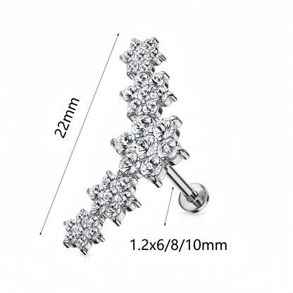 316 Stainless Steel Five Flowers Zircon Labret
