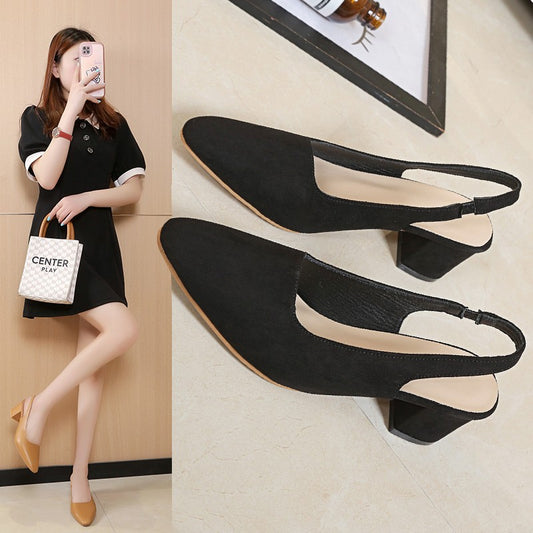 Chunky Heel Spring And Summer New Pointed High Heels For Women